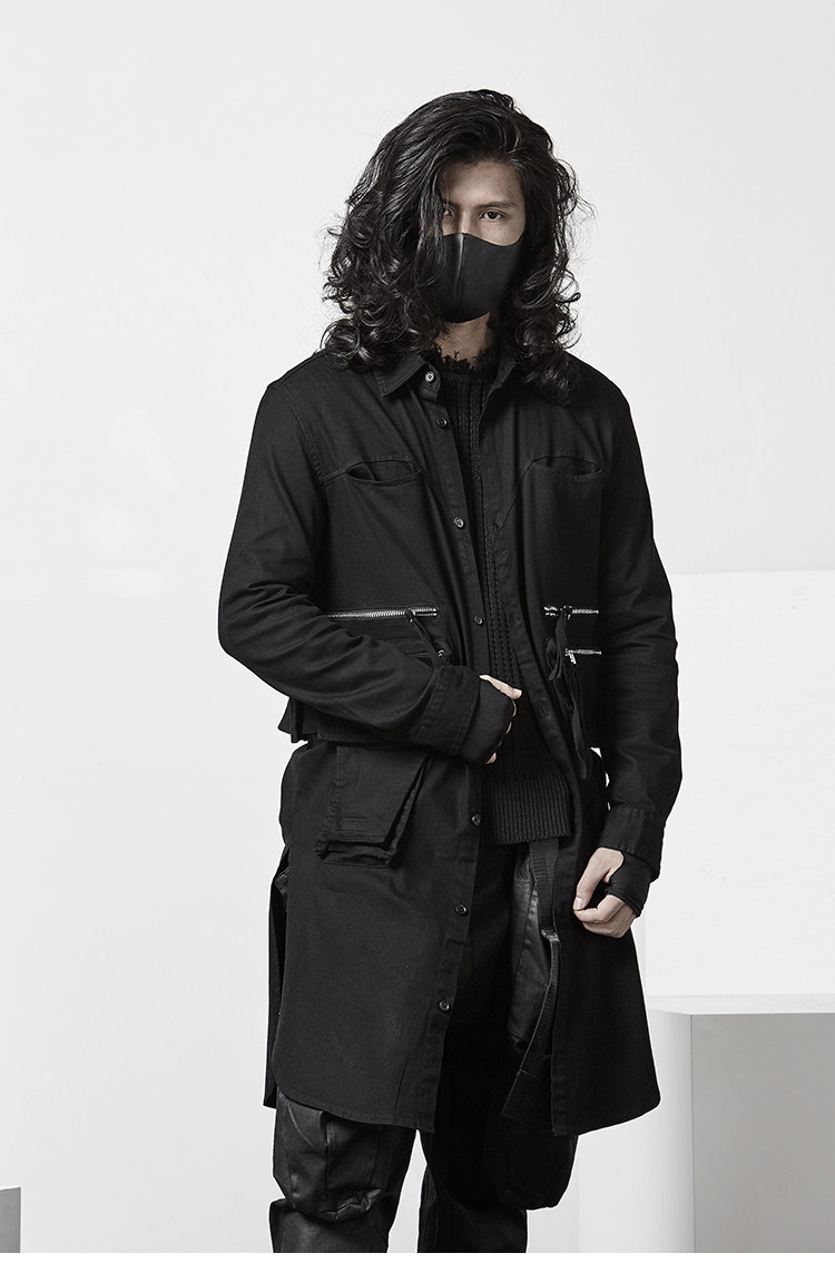 颓废元素暗黑朋克外套男士秋季披风风衣机能风衣