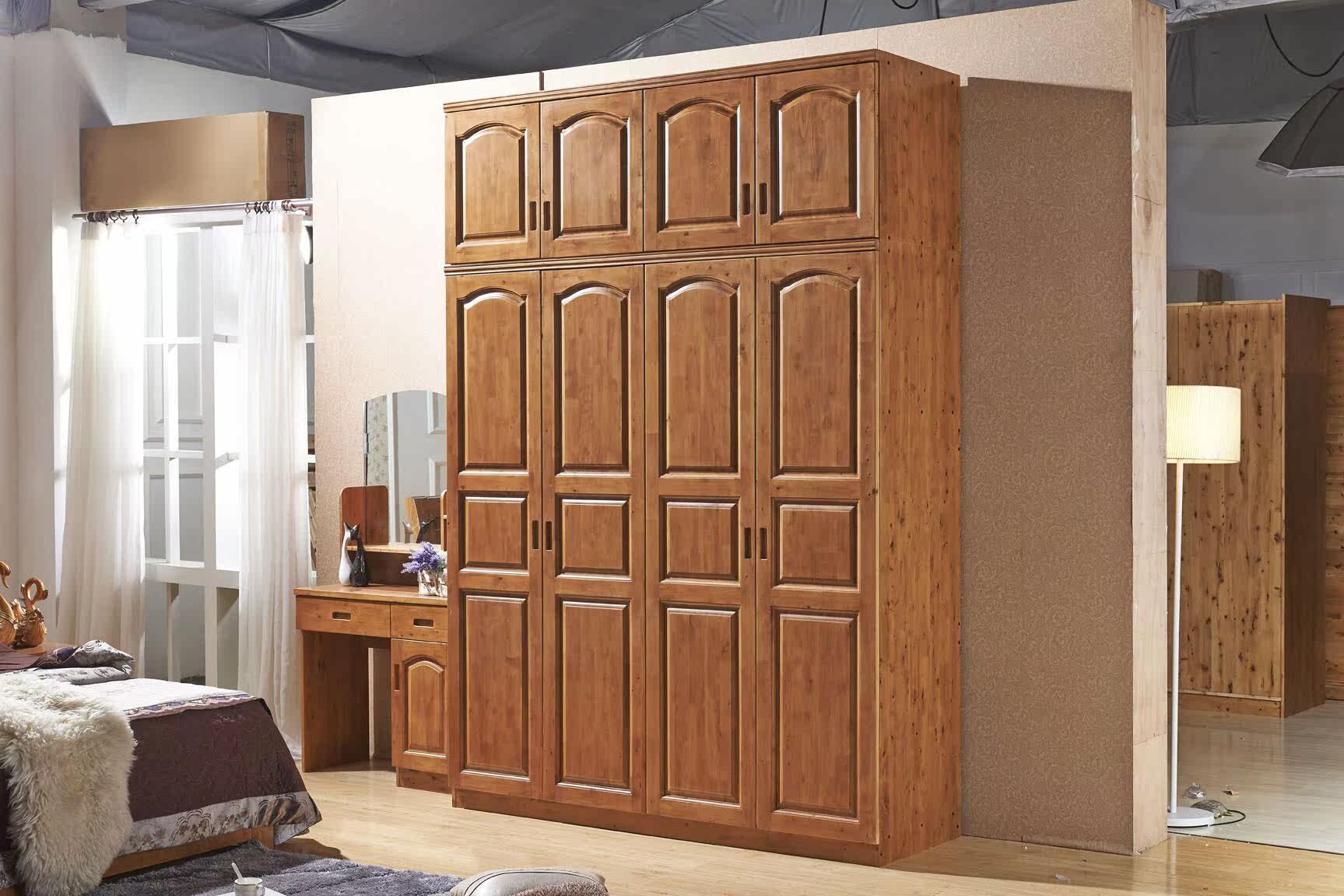 中式柏木衣橱成人简单加顶板门组装衣柜