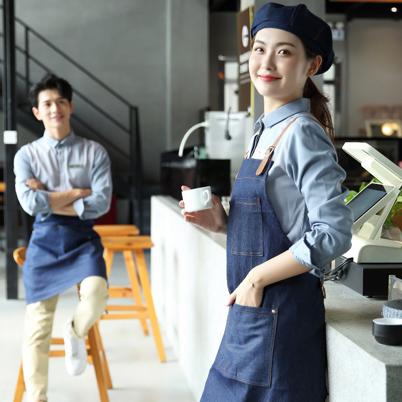 韩版咖啡厅工作服长袖奶茶火锅酒店西餐厅服务员衬衫酒店工作制服