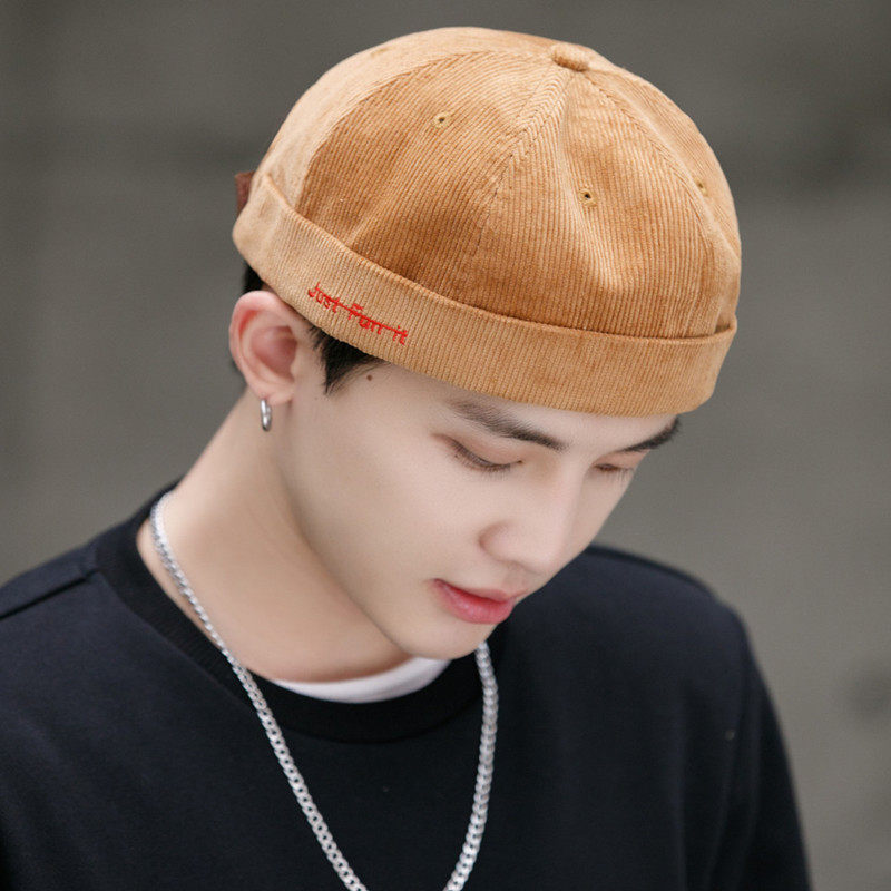 秋冬灯芯绒帽子男大码瓜皮帽地主帽潮牌嘻哈街头复古雅痞流氓帽女