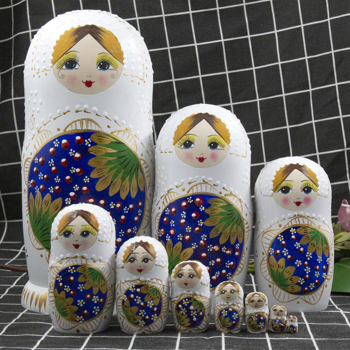 10层俄罗斯套娃玩具纯手工木制可爱儿童益智玩具创意摆件节日礼物