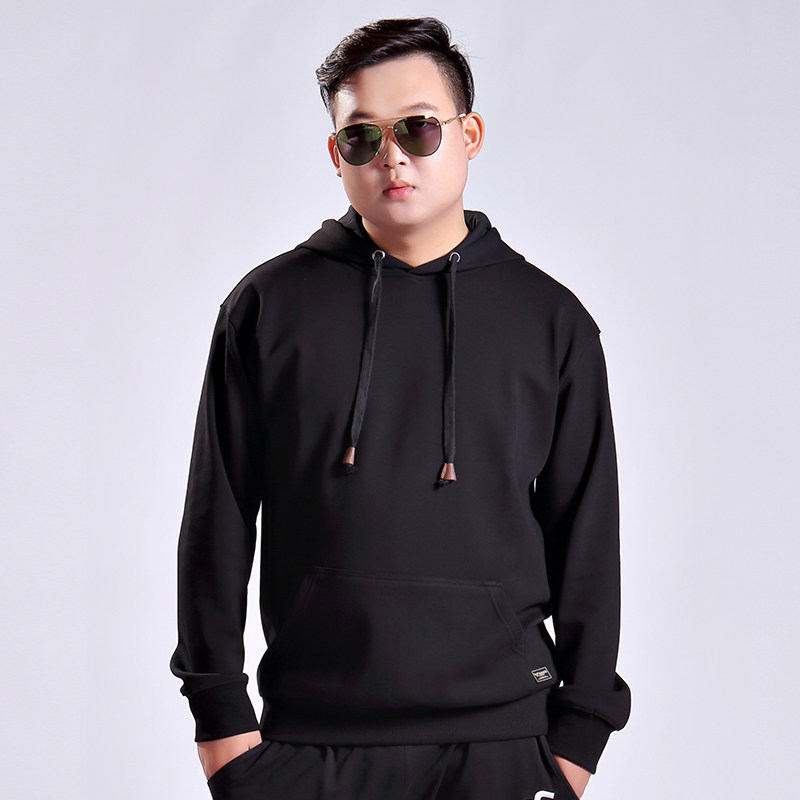 胖哥哥春夏大码男外套加肥加大连帽衫韩版宽松套头卫衣胖子男装