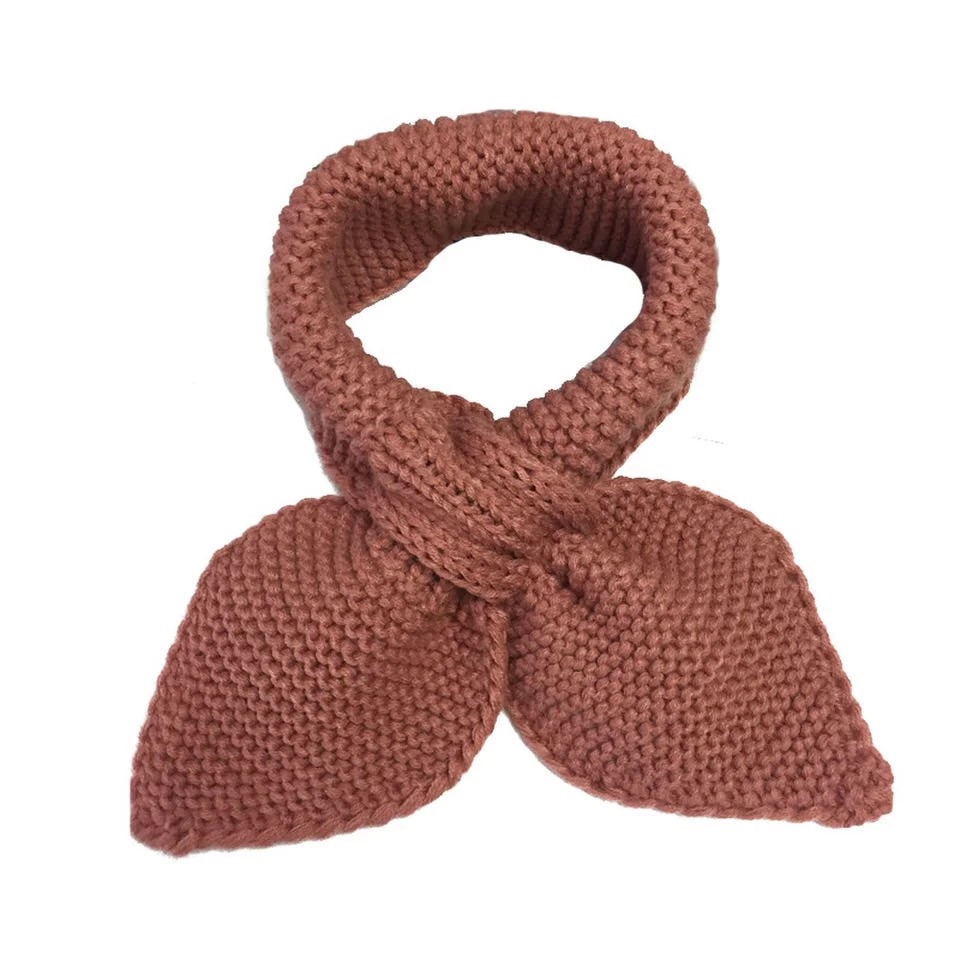 手工软毛线交叉小围巾亲子成人晚晚同款姜黄红色儿童圣诞礼物复古