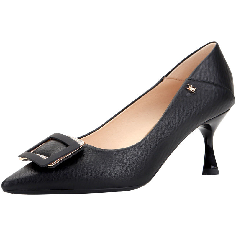 蜘蛛王女鞋单鞋细高跟鞋通勤浅口一脚脚蹬2021春季单鞋