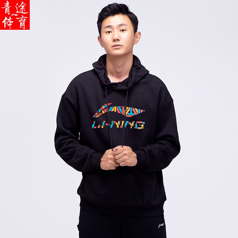 中国李宁卫衣2022新款印花logo男子春季薄绒运动卫衣