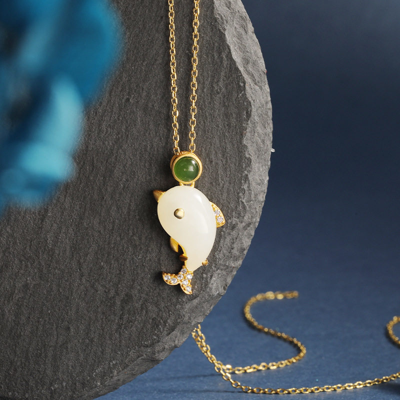 女式微拍玩物ins锁骨项链首饰国风吊坠金海豚项坠