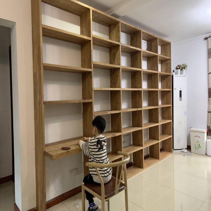 书架定制榆木定做实木大书漫咖啡满墙多层隔断书架