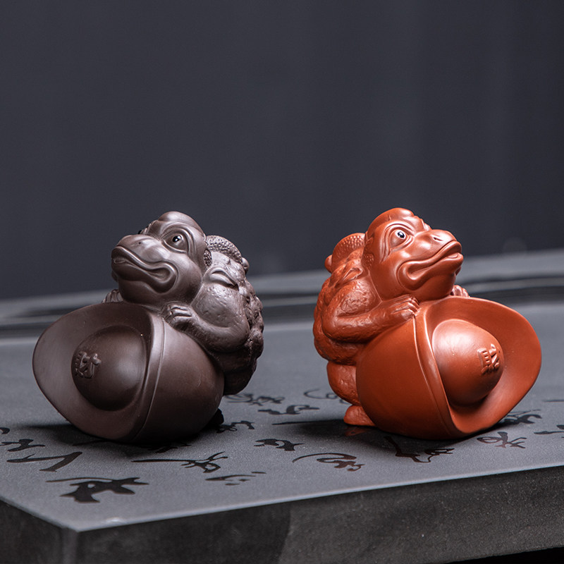 紫砂茶宠茶盘茶台艺不变色金蟾麒麟貔貅茶具茶宠摆件