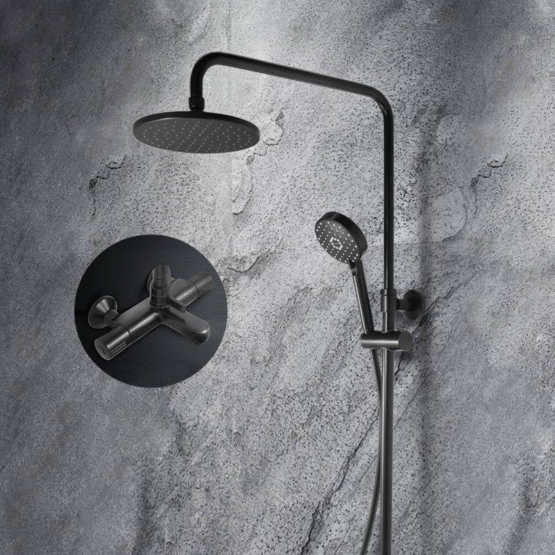 淋浴科勒黑色花洒套装冷热三出水龙头淋浴器沐浴普通花洒套装