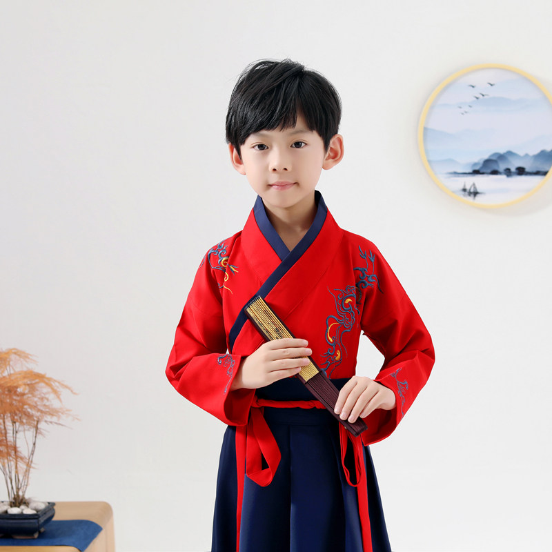 儿童汉服古装古代男童小男孩绣花公子少爷宋朝民族服装