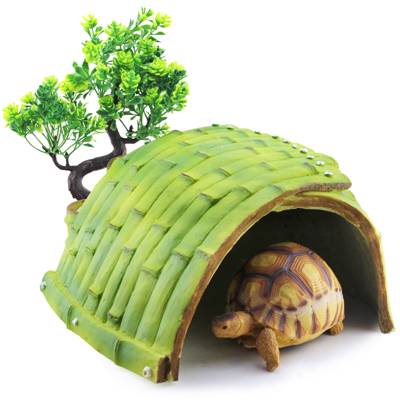 爬宠爬虫箱龟箱陆龟躲避洞穴躲避屋小龟屋乌龟晒台爬坡乌龟窝造景