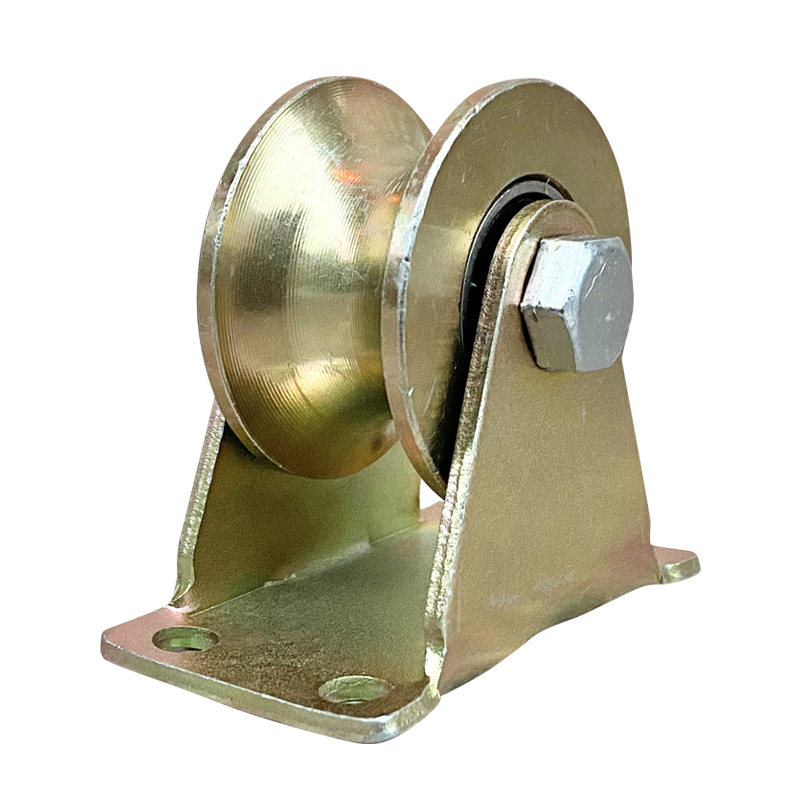 彩钢推拉门导轨大门槽轮轨道加厚防锈铁轮角铁滑轮