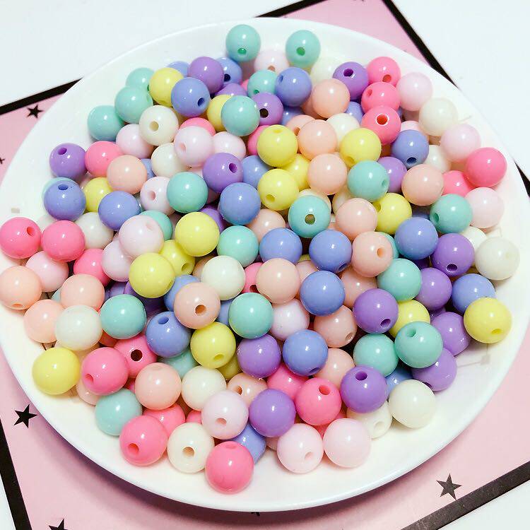 有孔塑料珠子爱心五角星亚克力窗帘圆珠散珠手工手工串珠