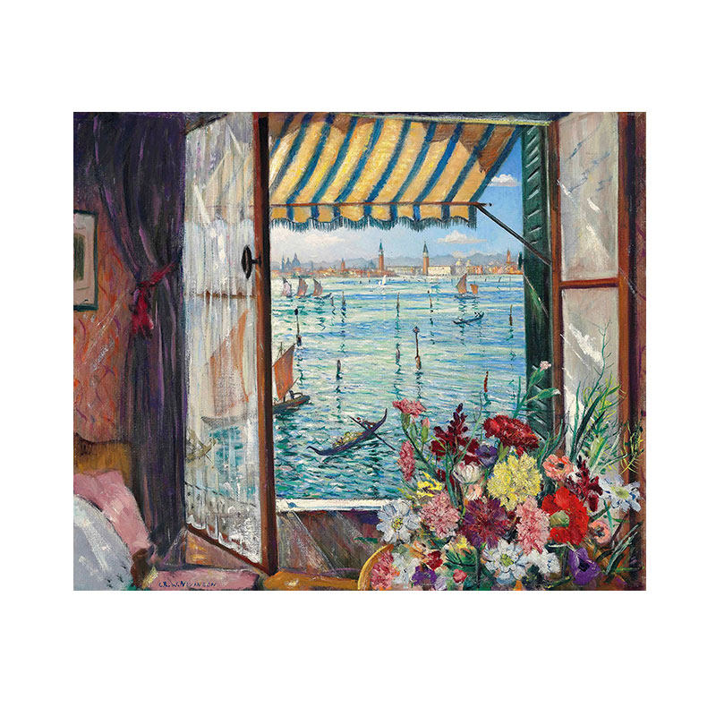 内文文森威尼斯窗外风景欧式ins田园油画装饰画油画