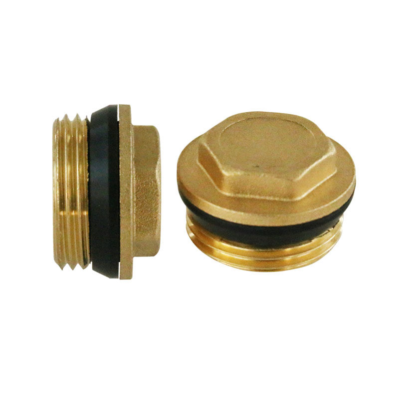 堵头排气全铜一寸地暖家用实心dn25手动阀门分水器