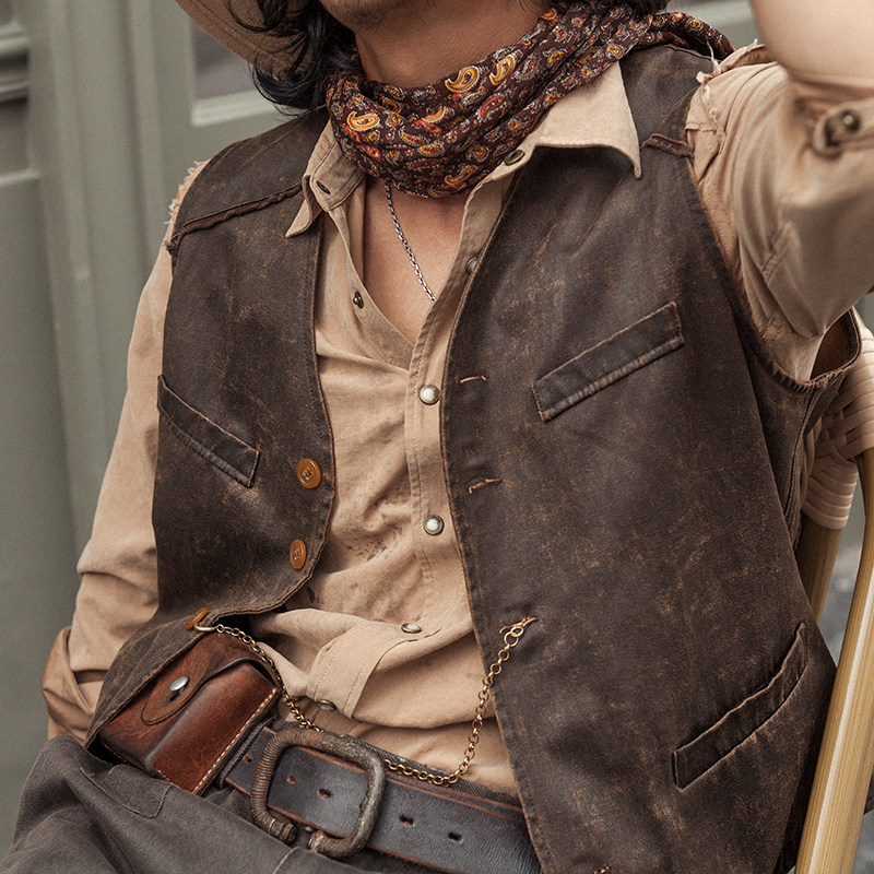 soarin美式复古马甲阿美咔叽口袋休闲背心