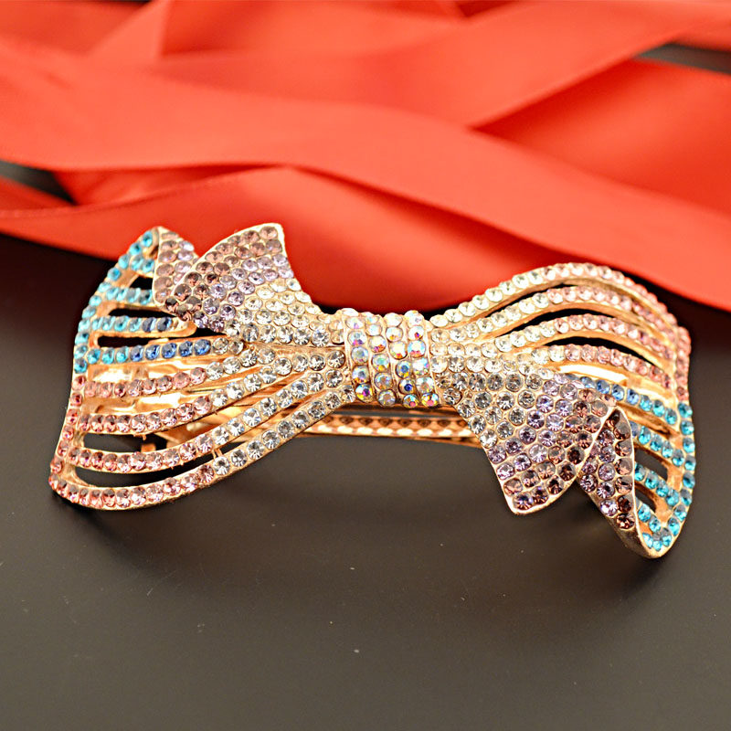 日韩时尚水钻发夹发卡大号头花马尾弹簧一字发饰