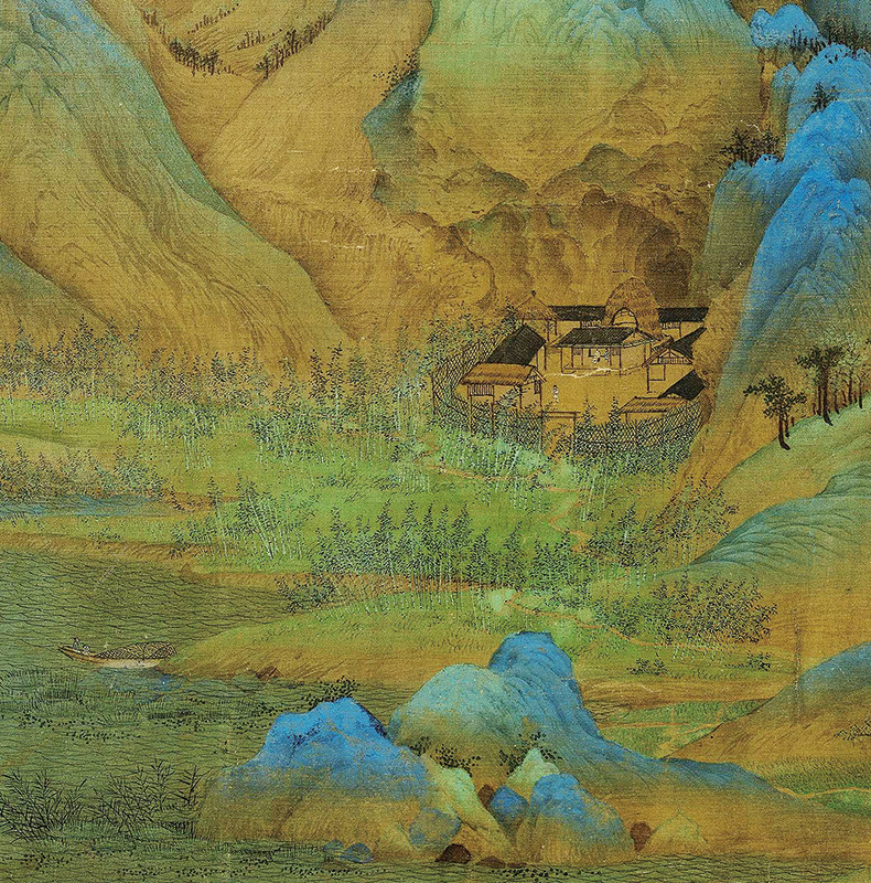 北宋高清设计素材美术国画水墨画传世山古代王希孟江山设计素材