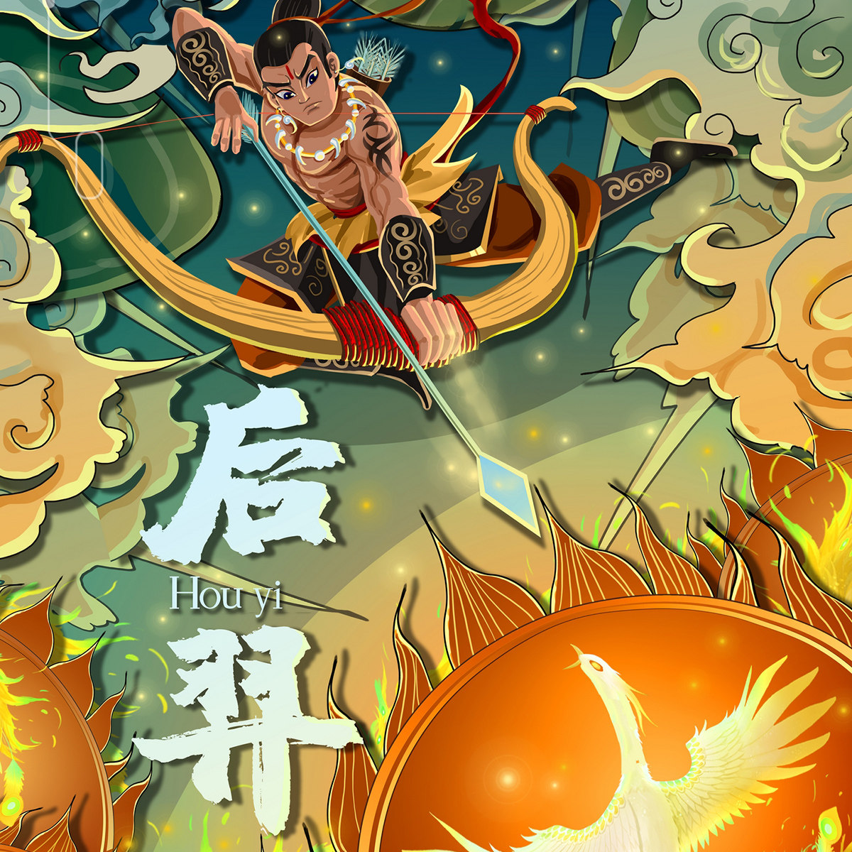 中国神话故事插画女娲哪吒嫦娥神农美工设计海报设计素材