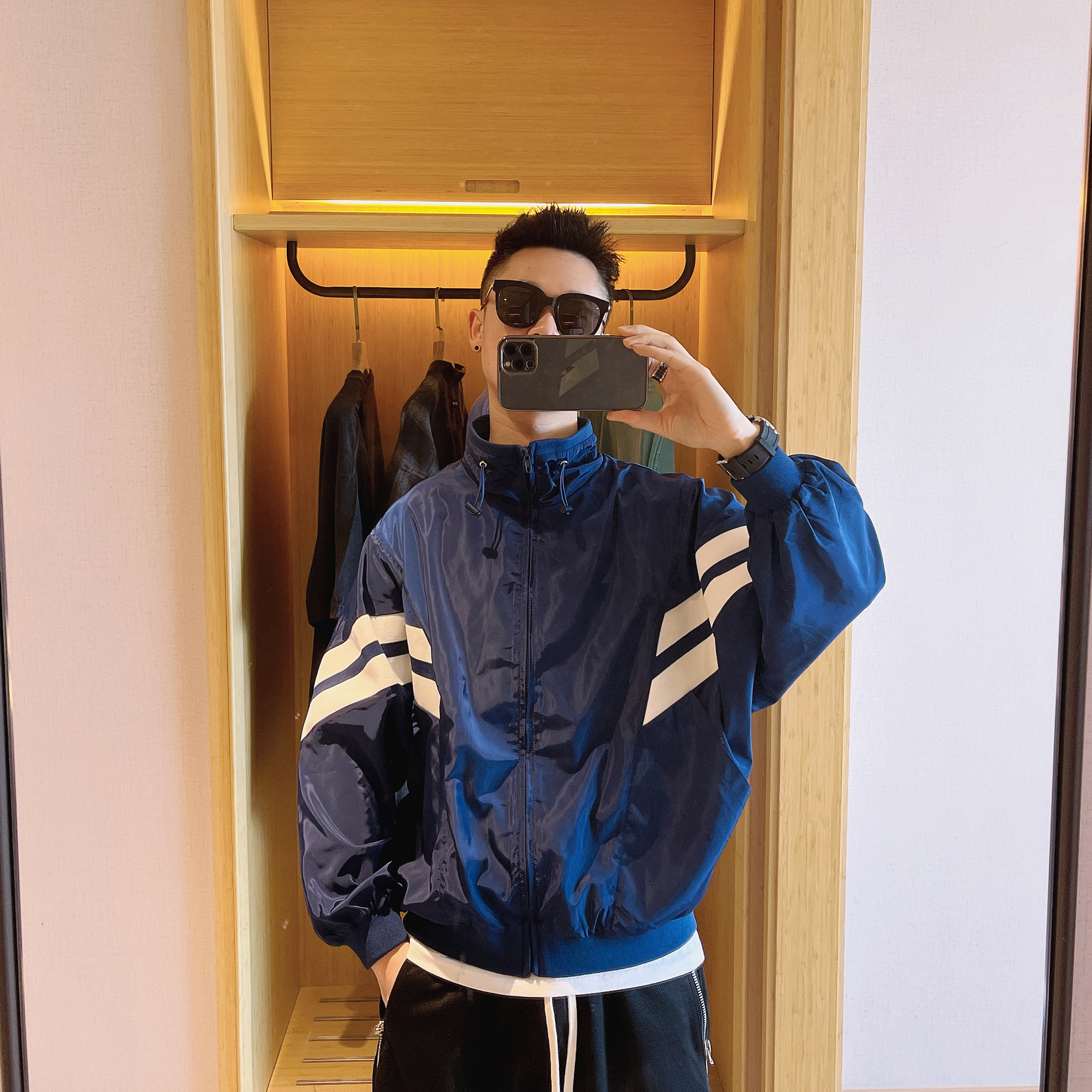 范哲贤 新款春夏男女情侣拼色休闲运动防晒外套风衣宽松夹克潮牌