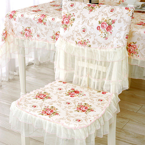 桌布布艺椅子套餐桌布套装餐椅套蕾丝田园椅套椅垫套装桌椅套椅套