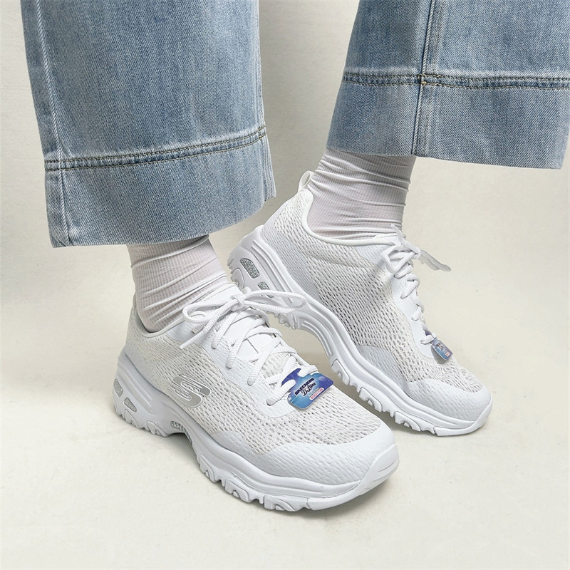skechers斯凯奇夏女鞋女鞋66666196镂空蕾丝熊猫透气休闲鞋跑步鞋