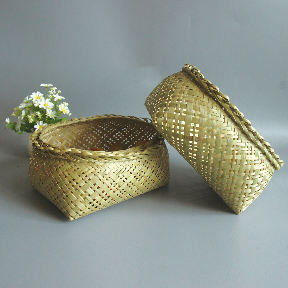 竹编手工竹制品青皮水果篮鸡蛋篮子馒头收纳包邮竹编