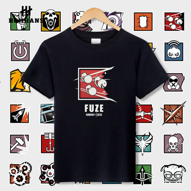 Red Hancai Hong R6 operatives collection agents VI Ubisoft game around loose short-sleeved cotton T-shirt Red Hancai Hong R6 operatives collection agents VI Ubisoft game around loose short-sleeved cotton T-shirt
