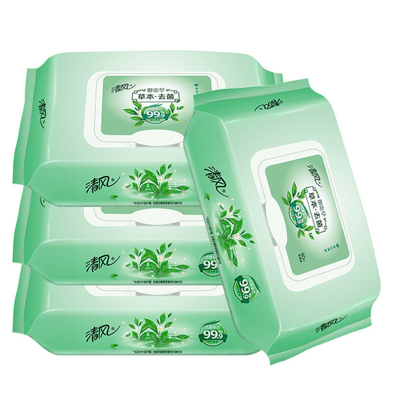 清风湿巾大包包装纸巾家用成人私处抽取80片常规湿巾