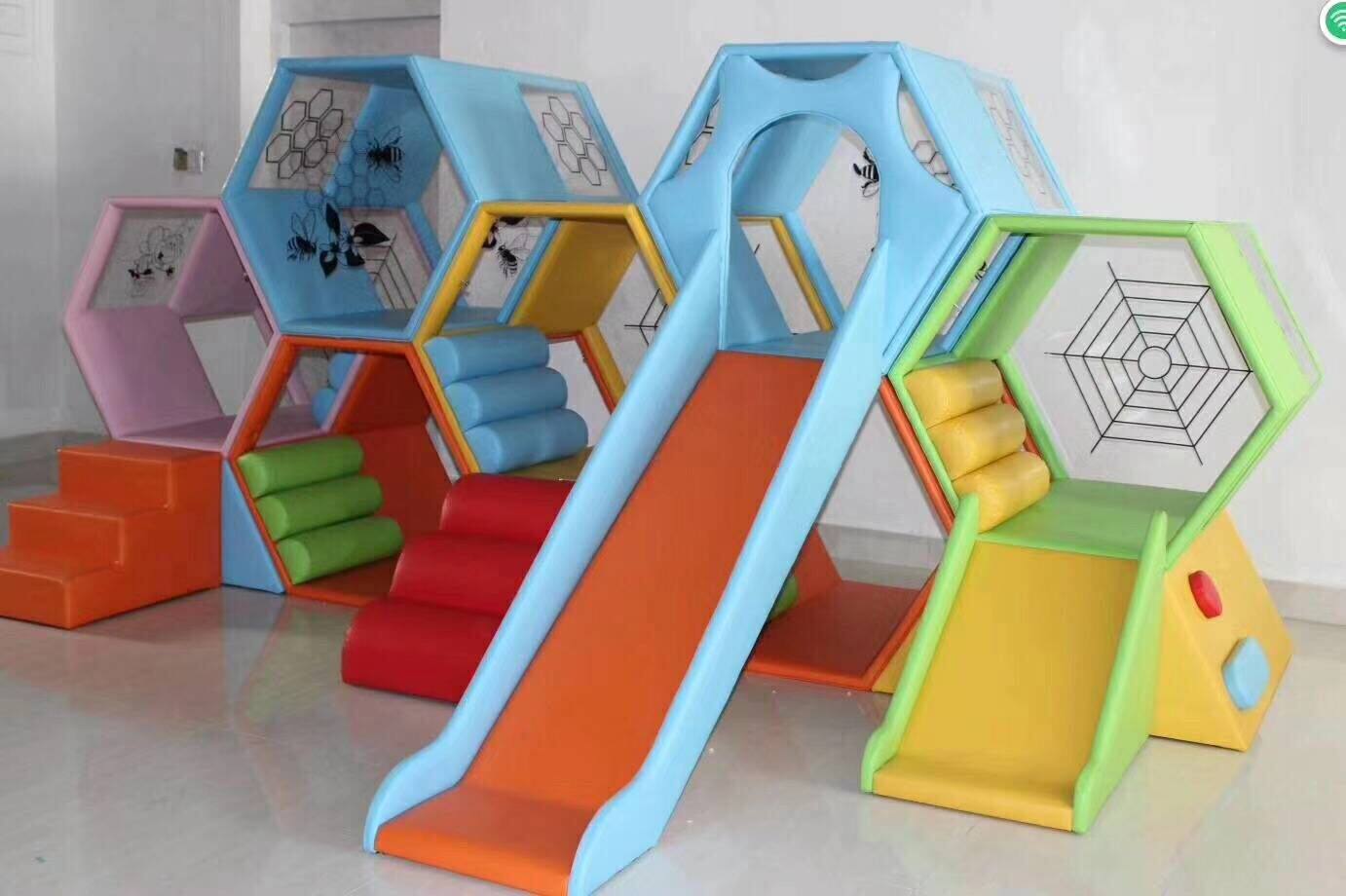幼儿园早教中心软体蜂巢组合滑梯儿童室内亲子软体组合器材
