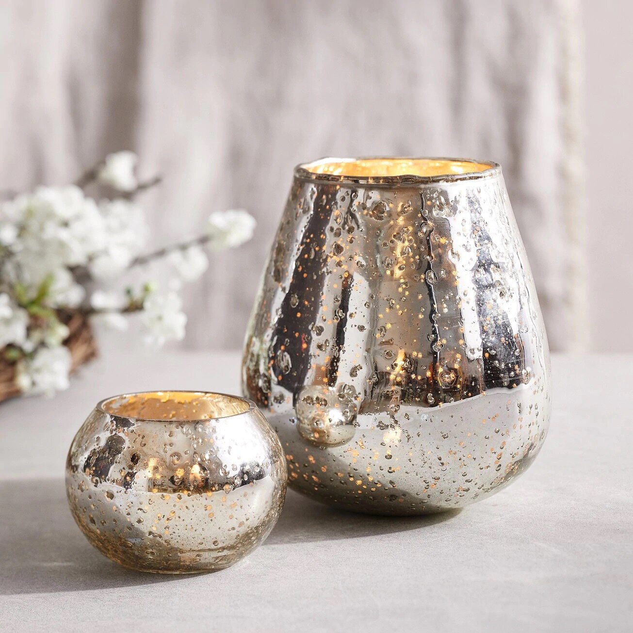 thewhitecompany英国代购欧美风玻璃蜡烛杯子银色玻璃杯