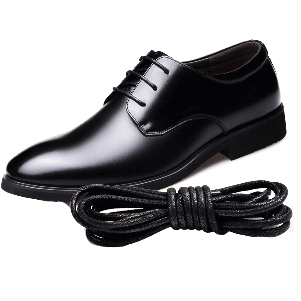 皮鞋鞋带打蜡细男正装商务圆形休闲靴子黑色鞋带