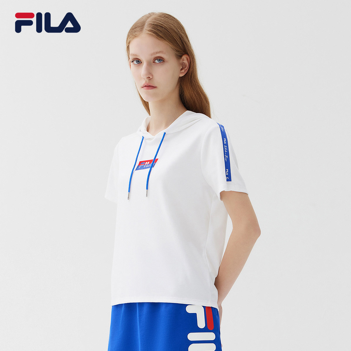 fila印花白色运动休闲潮流新款斐乐夏新款2021年短袖运动t恤