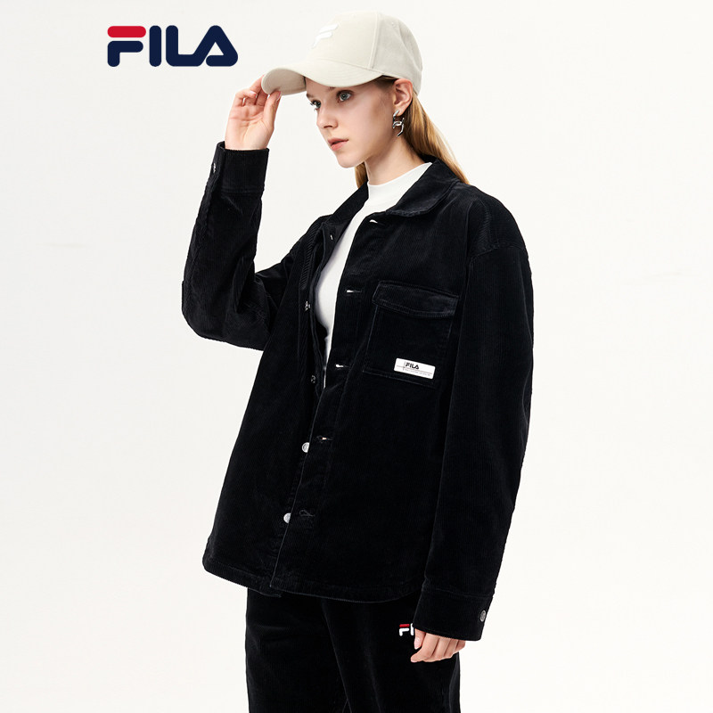 外套fila斐乐情侣2021冬季新款时尚休闲灯芯绒夹克运动茄克