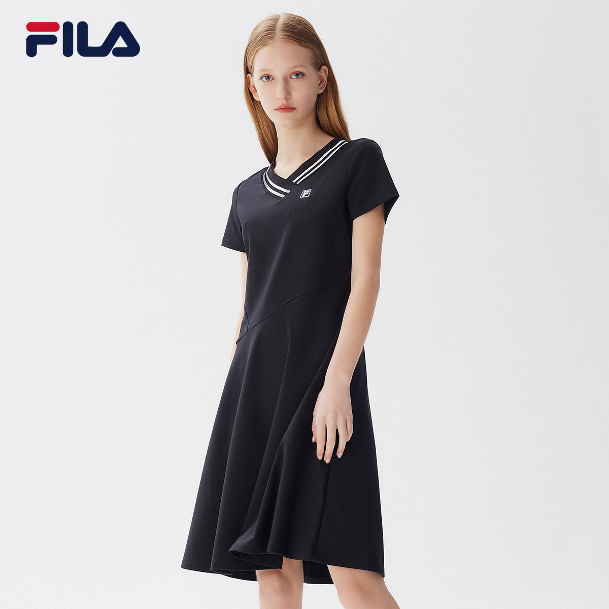 fila斐乐女士连衣裙2021夏季新款时尚休闲修身透气运动连衣裙