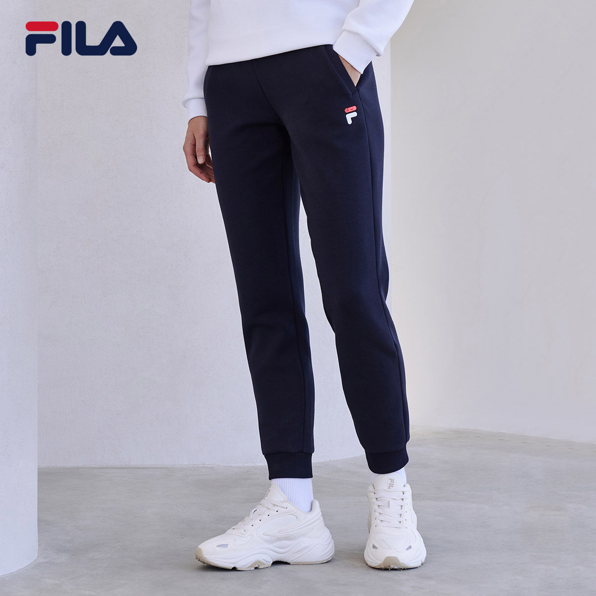 fila斐乐官方女士针织长裤2020秋冬新款收口健身保暖休闲运动裤