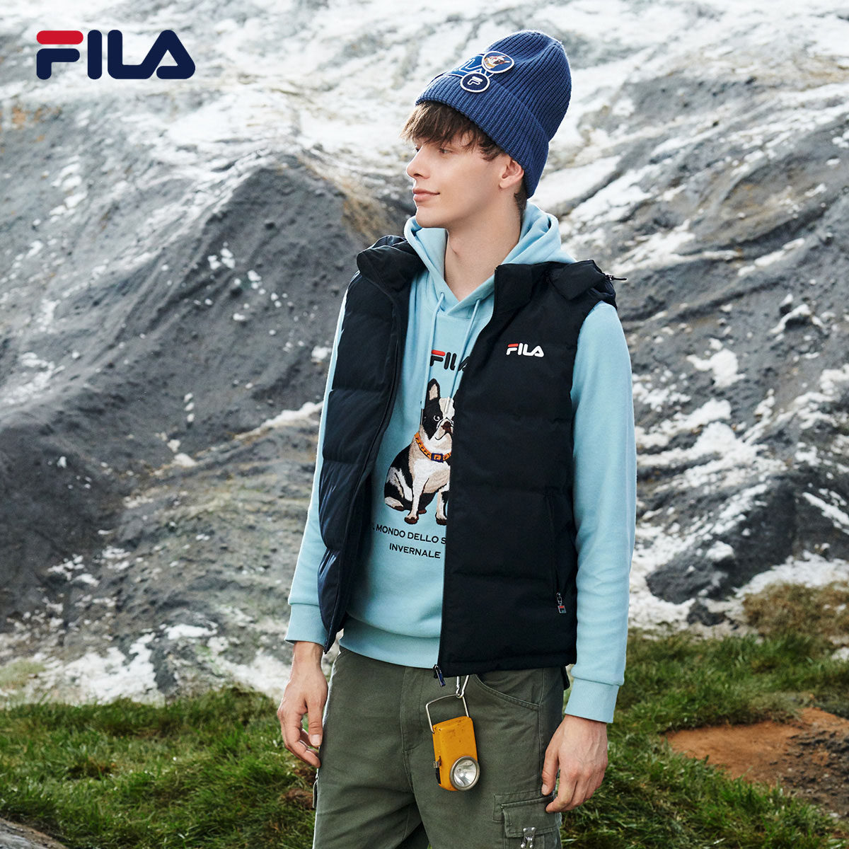 fila斐乐男子羽绒马甲2020冬季新款连帽羽绒服羽绒马甲