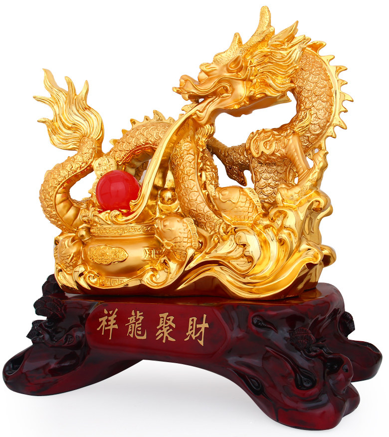 开光招财风水水龙摆件大号家居装饰工艺品金龙戏珠摆件