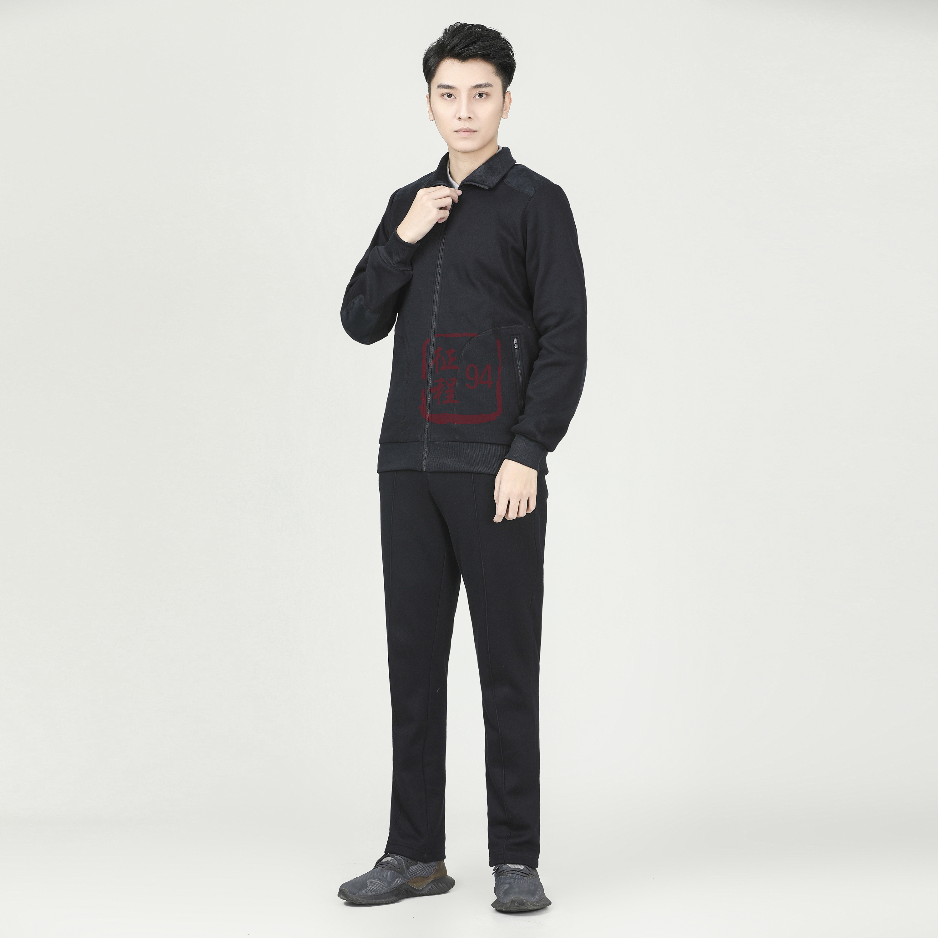 公发冬季长袖套装藏青男户外抓绒真品防静电加绒保暖