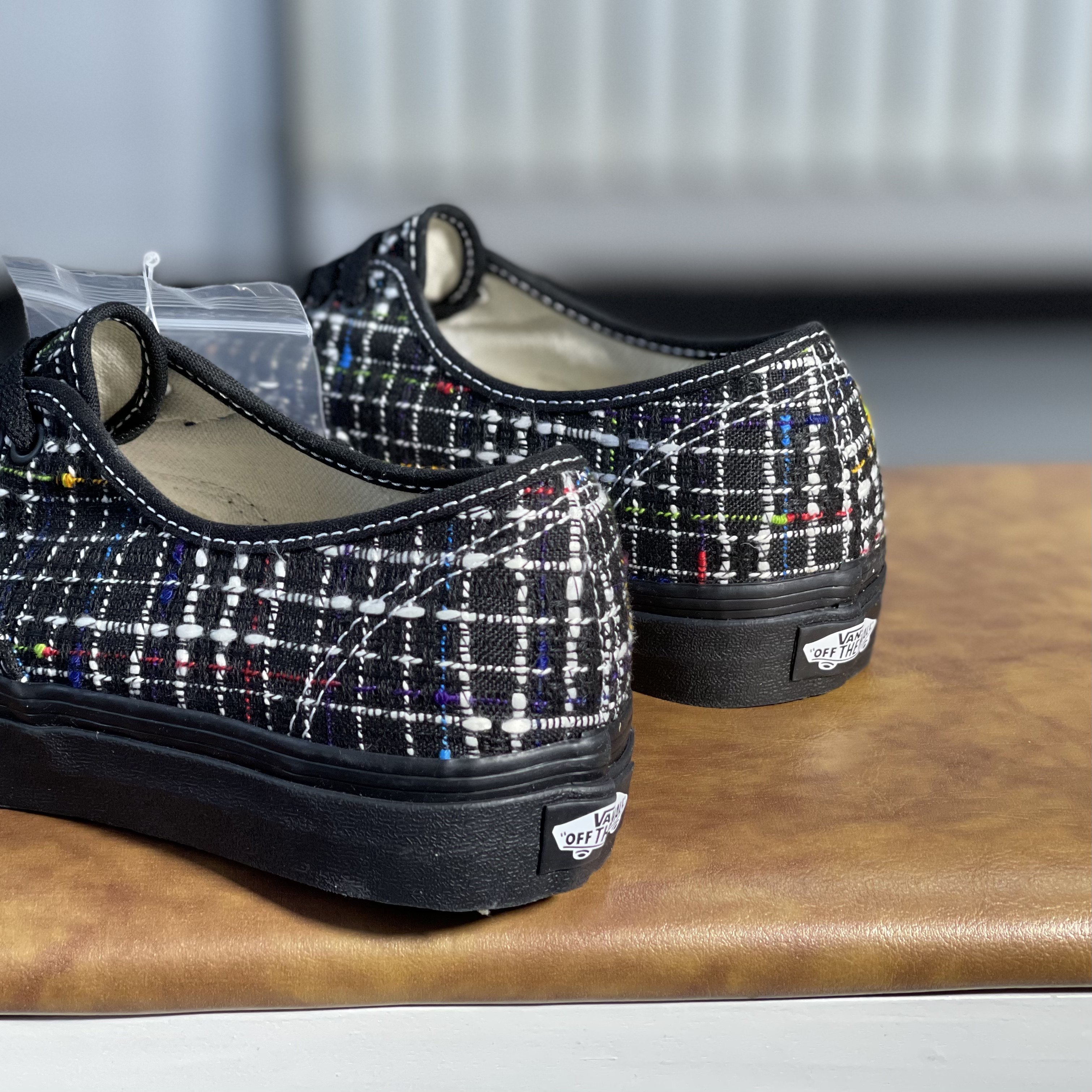 vans男女女鞋authentic黑色编织小香风低帮休闲帆布板鞋