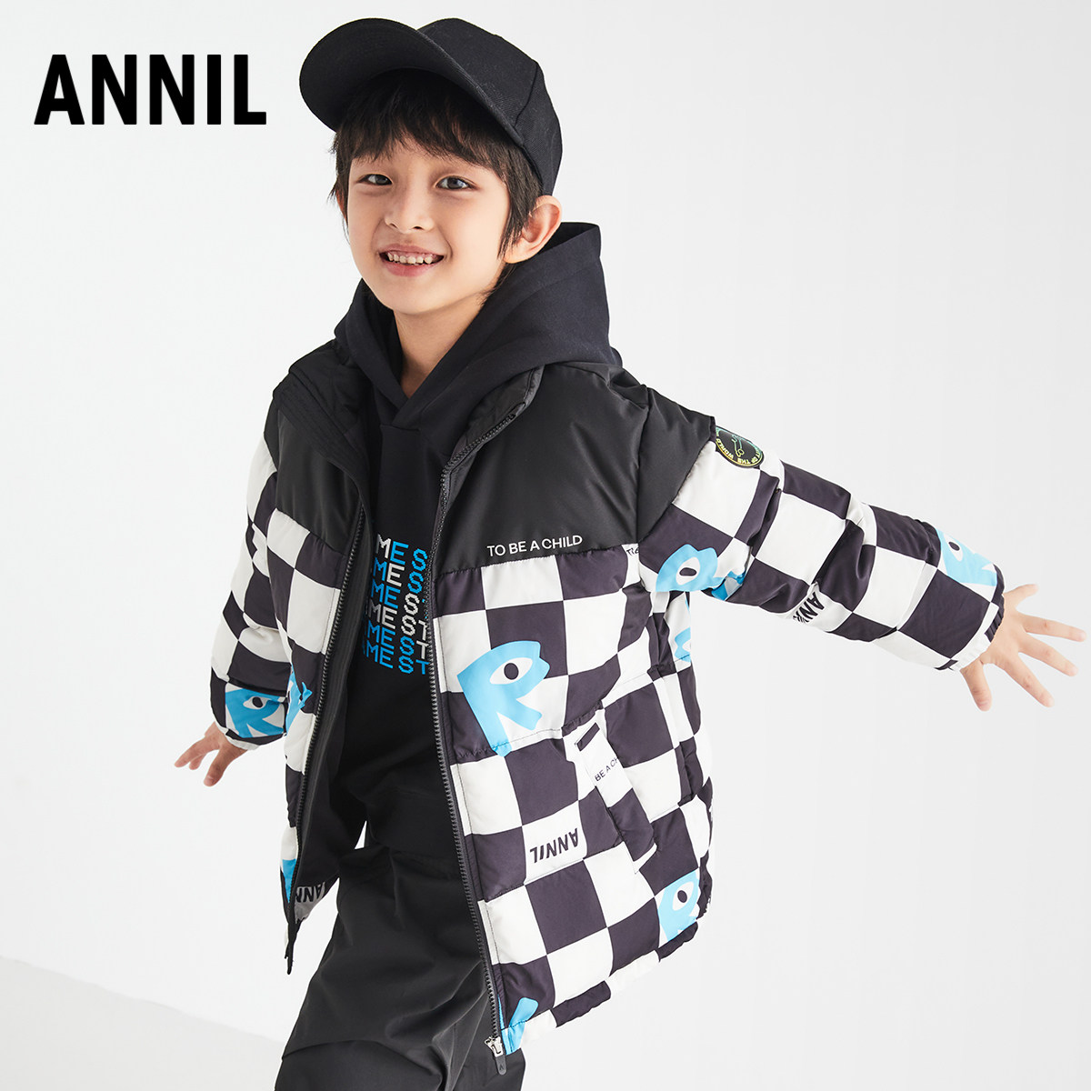 安奈儿童装男童短款羽绒服2022冬装新款中大童潮羽绒服