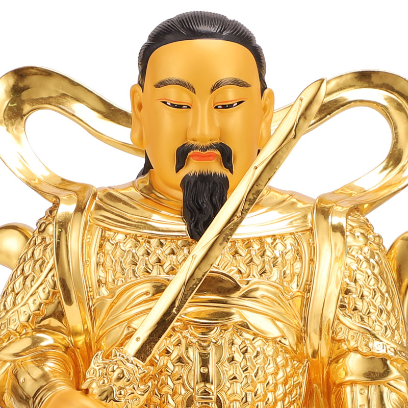 大帝台湾纯铜贴金玄天上帝彩绘真武神像道家摆件