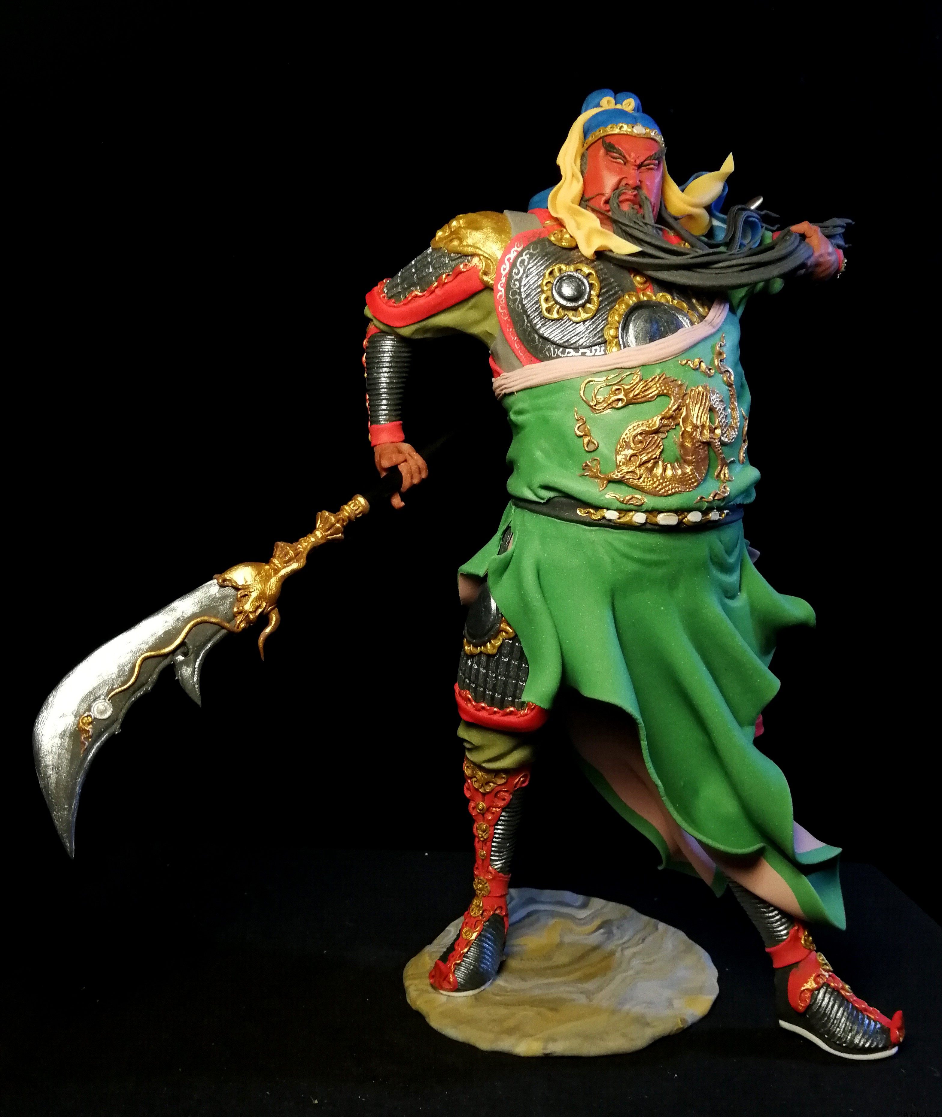 塑新斋萧占行萧家面塑关公关羽彩塑手工摆件泥人