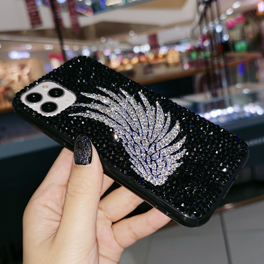 网红iphone13promax苹果11手机壳xs水钻潮牌翅膀手机保护套