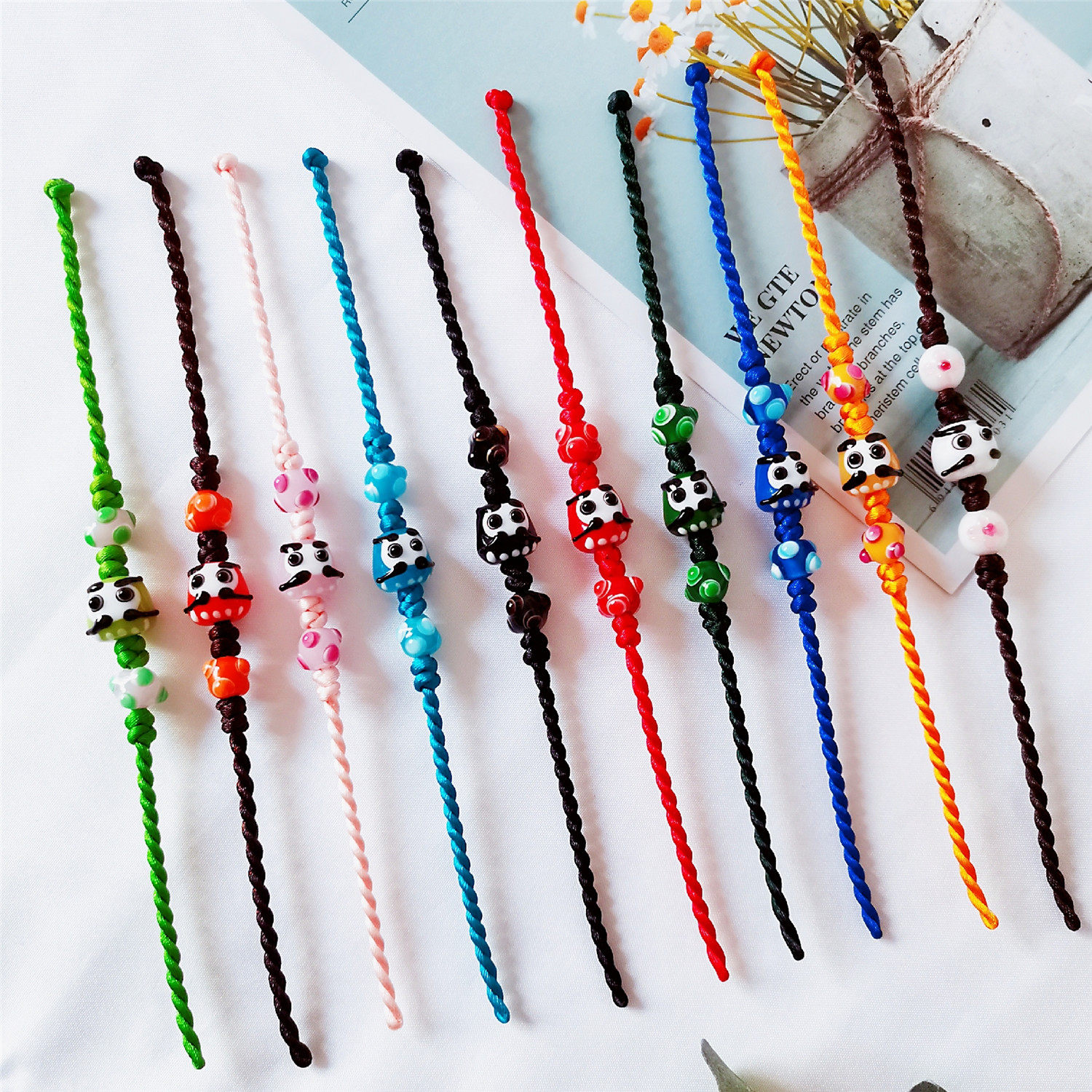 日式琉璃达摩眼珠手链手绳简约情侣学生男女手链