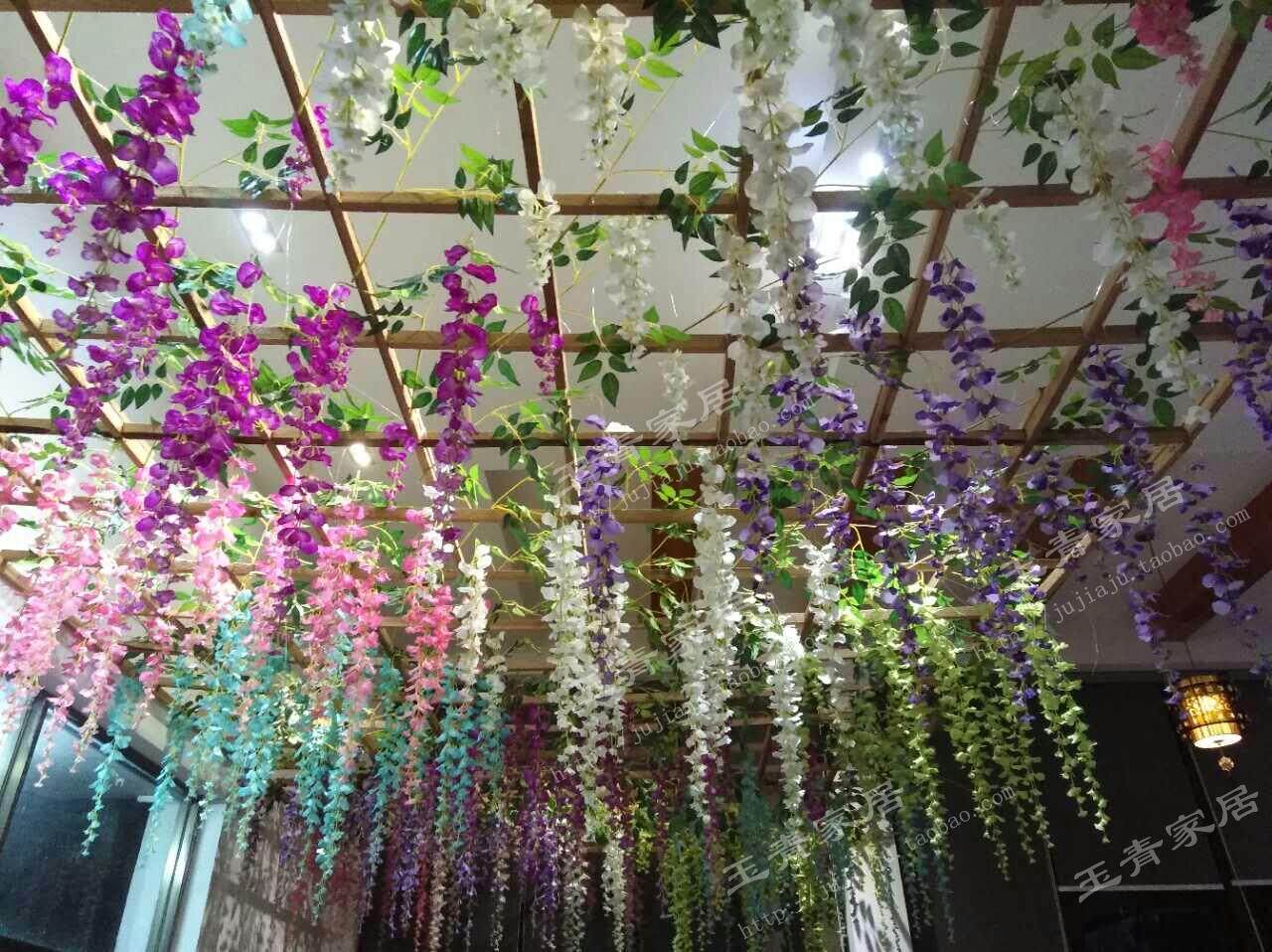 紫藤花水晶球吊饰 天花板室内外走廊墙壁装饰 唯美紫藤花挂饰