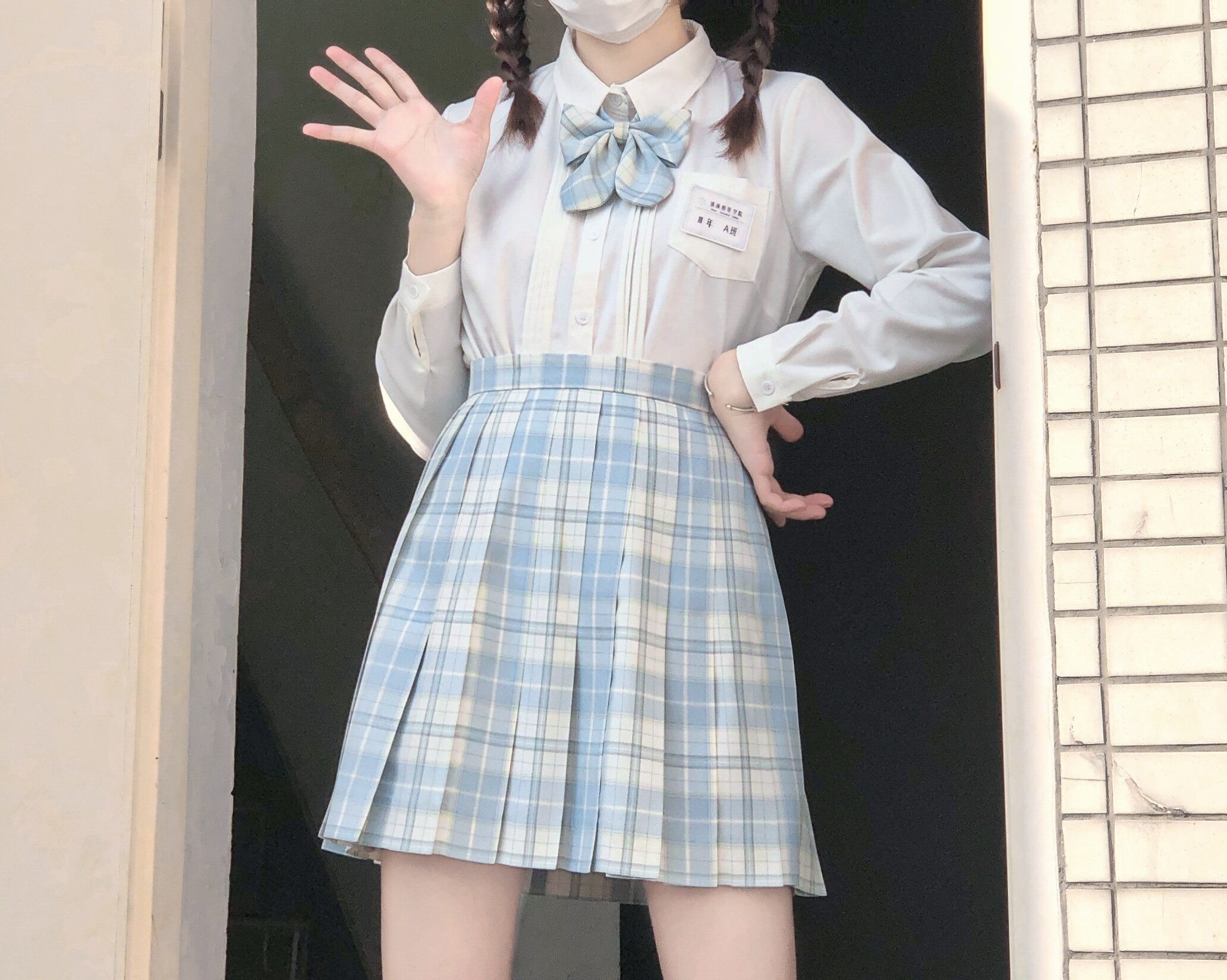 银丝卷原创海盐定制jk制服冰雪雪格日常格纹jk