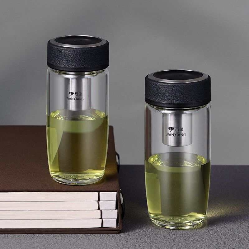 万象大容量滤网玻璃杯单层加厚男女高档大号商务办公玻璃杯