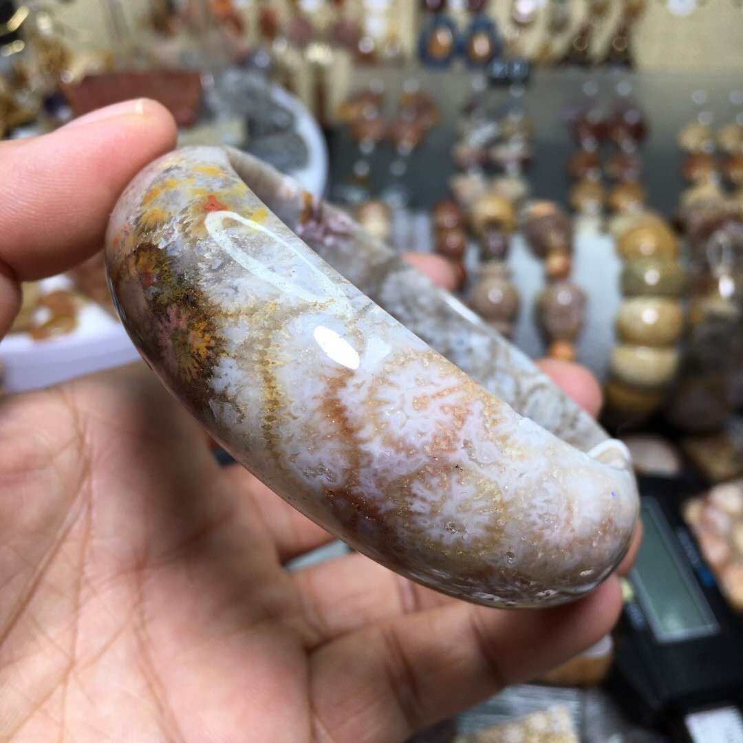 证书珊瑚玉宽版手镯晶洞共生彩花花蕾丝虫糖料其他diy饰品配件