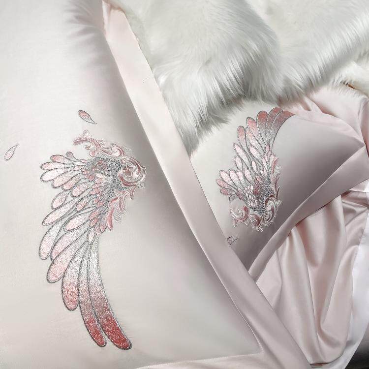 轻奢简约美式羽毛毛刺绣花全棉100支长绒四件床品套件